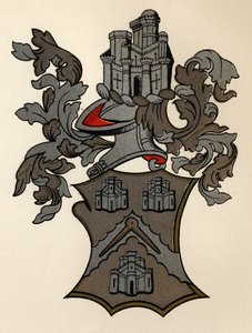 Stemma concesso alla Compagnia dei Muratori di Londra, 12° Edoardo IV, 1472-73, da La Storia della Massoneria, volume II, pubblicato da Thomas C. Jack, Londra, 1883