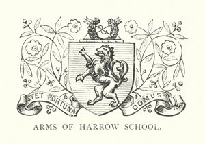 Stemma della scuola di Harrow (incisione) da English School