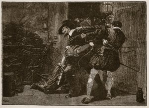 Arresto di Guy Fawkes, illustrazione da Cassells Illustrated History of England da English School