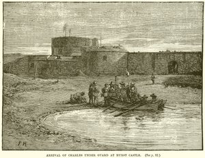 Arrivo di Carlo sotto scorta a Hurst Castle da English School