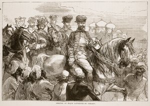 Arrivo del Maggiore Lawrence a Coilady, illustrazione da Cassells Illustrated History of India di James Grant, pub. 1879 da English School
