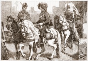 Arrivo dei deputati hussiti a Basilea, illustrazione da La storia del protestantesimo di James Aitken Wylie (1808-1890), pub. 1878 da English School