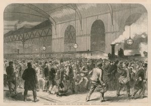 Arrivo del treno dei lavoratori alla stazione di Victoria da English School