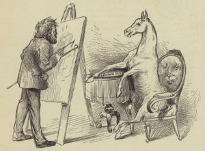 Artista che dipinge un cavallo da English School