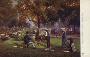 Artisti che dipingono fiori a Hyde Park, Londra