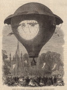 Ascesa del pallone Montgolfier di M Godard dai Giardini di Cremorne da English School
