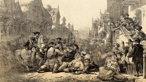 Assassinio del reggente James Stewart Moray (c.1531-70) Reggente di Scozia, a Old Linlithgow, West Lothian da English School