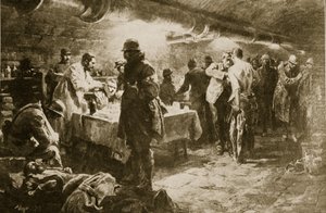 Al lavoro in un posto di soccorso in una cantina sotto un forte di Verdun, 1914-19