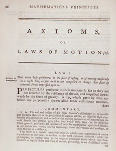 Axiomi, o Leggi del Moto, dal Volume I dei Principi Matematici della Filosofia Naturale di Sir Isaac Newton