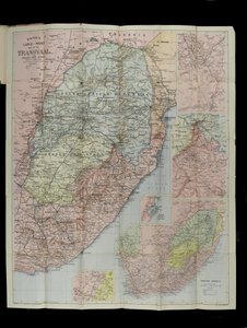 Grande mappa del Transvaal, Stato Libero di Orange e Natal con estensione a sud fino a Port Elizabeth, Sudafrica di Bacon da English School