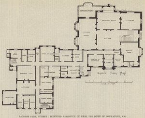 Bagshot Park, Surrey, Residenza Prevista di SAR il Duca di Connaught, KG (incisione) da English School
