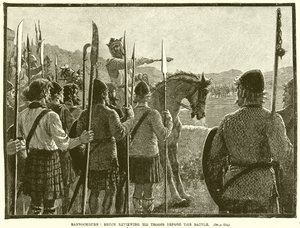 Bannockburn: Bruce che rivede le sue truppe prima della battaglia