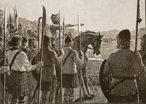Bannockburn: Bruce che rivede le sue truppe prima della battaglia, illustrazione da Cassells Illustrated History of England