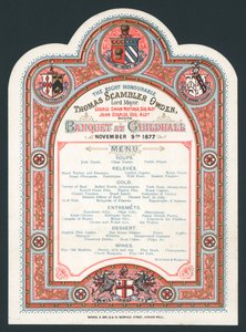 Banchetto a Guildhall, 9 novembre 1877, menù