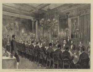 Banchetto per il Maggiore Generale Sir Frederick Roberts al United Service Club, illustrazione per The Graphic, 4 dicembre 1880