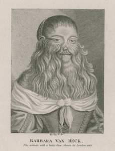 Barbara Van Beck, la donna con la faccia pelosa, mostrata a Londra, 1668 da English School