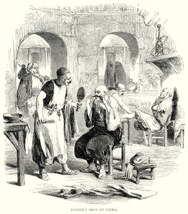 Negozio di barbiere al Cairo (incisione) da English School