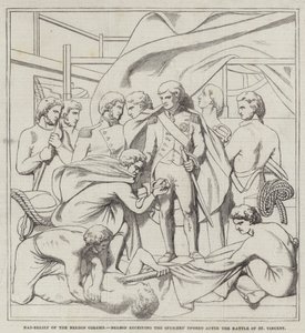 Bassorilievo della Colonna di Nelson, Nelson che riceve le spade degli ufficiali dopo la battaglia di St Vincent (incisione) da English School