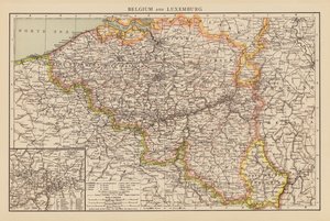 Belgio e Lussemburgo (litografia a colori) da English School