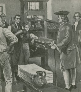 Benjamin Franklin visita la tipografia del suo vecchio maestro a Londra da English School