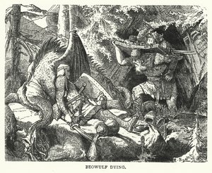 Beowulf morente (incisione) da English School