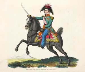 Bernadotte, Principe della Corona di Svezia, pub. da Richard Evans, inciso da Romney, illustrazione da An Historical Account of the Battle of Waterloo di William Mudford, 1816 da English School
