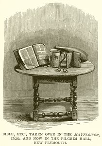 Bibbia, ecc., portata sul Mayflower, 1620, e ora nella Pilgrim Hall, New Plymouth da English School