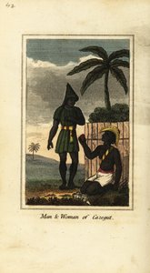 Uomo e donna Bijogos di Cazegut (Isole Bissagos, Guinea Bissau, Africa Occidentale)