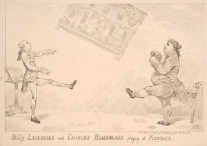 Billy Blackbeard e Charley Blackbeard che giocano a calcio, vignetta satirica riferita all
