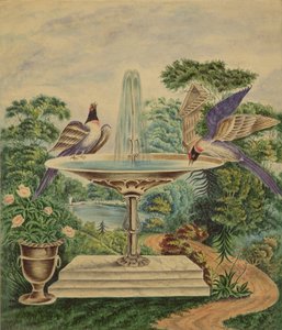 Uccelli in una Fontana in un Parco Paesaggistico, c.1840 da English School