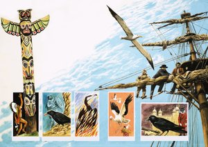 Uccelli di cattivo auspicio, tra cui albatros, corvo e fenice da English School