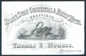 Black Swan Commercial & Family Hotel, Sheffield, biglietto commerciale da English School