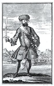 Barbanera il Pirata, da Una storia generale dei furti e degli omicidi dei pirati più noti di Captain Charles Johnson, pubblicato nel 1724