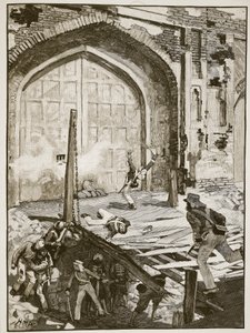 Esplosione della porta di Cashmere a Delhi, illustrazione da Cassells Illustrated History of England da English School