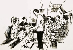 Il salotto cocktail del ponte inferiore del Boeing Stratocruiser