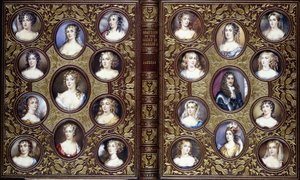 Copertina del libro con ventidue miniature di ritratti di Carlo II e le belle donne della sua corte, 1833
