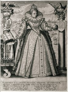 Frontespizio del libro che celebra il felice e prospero regno della Regina Elisabetta I, 1596 da English School