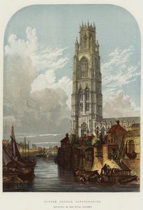 Chiesa di Boston, Lincolnshire (cromolitografia) da English School