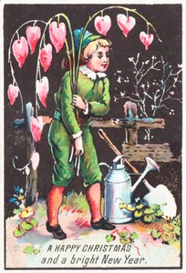 Ragazzo con fiori di cuore sanguinante da English School
