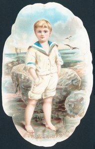 Ragazzo che sguazza nel mare, Cartolina di Capodanno da English School