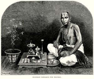 Brahman preparato per le preghiere (incisione)