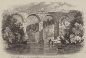 Ponte sul fiume Wear sulla linea Durham e Bishop-Auckland della North-Eastern Railway (incisione)