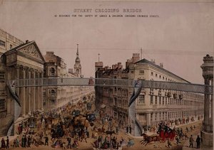 Ponte sulla strada a Mansion House, c.1862 da English School