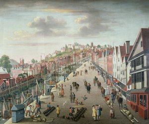 Docks e banchina di Bristol, c.1760 da English School