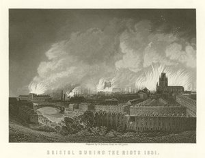 Bristol durante le rivolte del 1831 da English School