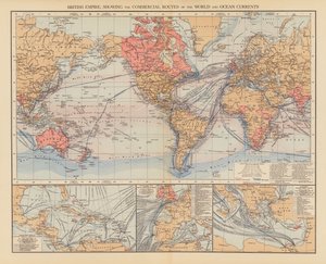 Impero Britannico, Mostrando le Rotte Commerciali del Mondo e le Correnti Oceaniche da English School