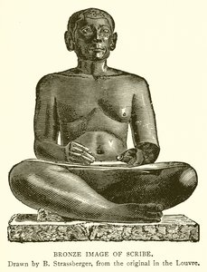 Immagine in bronzo di scriba (incisione) da English School