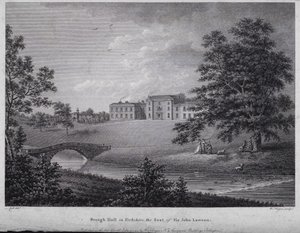 Brough Hall nello Yorkshire, la sede di Sir John Lawson (incisione) da English School