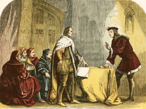 Buckingham che implora Riccardo, Duca di Gloucester, di accettare la corona da English School