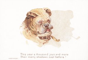 Bulldog e ombra, cartolina di Natale